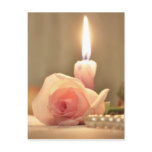 Beauty treatment-pink rose and candle post card