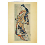 Beauty wearing a kimono by Kaigetsudo,Dohan Card