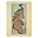 Beauty wearing a kimono by Kaigetsudo,Doshin Greeting Card
