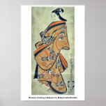 Beauty wearing a kimono by Kaigetsudo,Doshin Poster