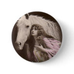 *Beauty With a White Horse* Vintage Pinback Buttons