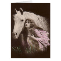*Beauty With a White Horse* Vintage Card