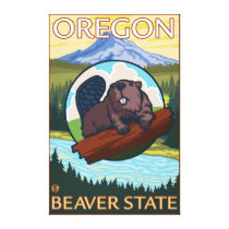 Beaver and Mount Hood Scene Vintage Travel