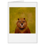 Beaver art original painting slightly deranged fun greeting card