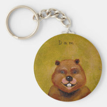 Beaver art original painting slightly deranged fun key chain