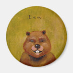 Beaver art original painting slightly deranged fun fridge magnets