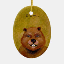 Beaver art original painting slightly deranged fun ornaments
