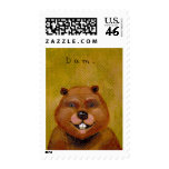 Beaver art original painting slightly deranged fun postage stamp