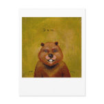 Beaver art original painting slightly deranged fun postcards