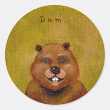 Beaver art original painting slightly deranged fun stickers
