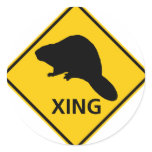 Beaver Crossing Highway Sign Round Stickers