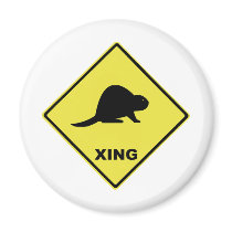 Beaver crossing fridge magnet
