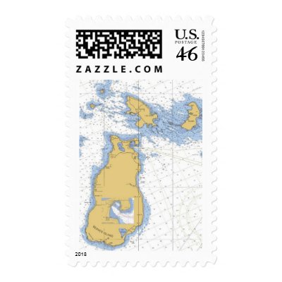 Beaver Island, MI Nautical Chart Postage Stamps by sailorpatp