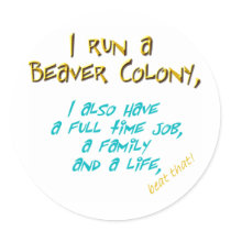 beaver leader turquoise round sticker