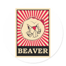 Beaver Round Stickers
