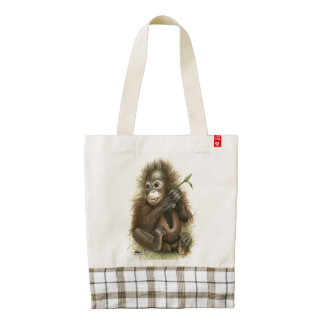 Bebé del orangután con las hojas bolsa tote zazzle HEART
