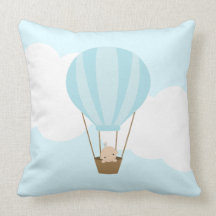 Bebé en el globo del aire caliente {azul} almohada