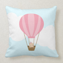 Bebé en el globo del aire caliente {rosa} almohadas