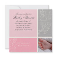 Bébé Modern Swirl n Dot - Baby Girl Shower Invite