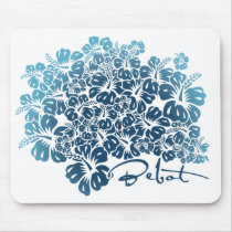 Bebot - Hibiscus - Blue Mouse Pad