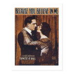 Becase You Believe in Me Vintage Songbook Cover Post Card