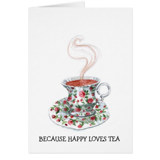 tea cup greeting tea  greeting vintage â€“  cards Zazzle vintage cup happy with  tea loves