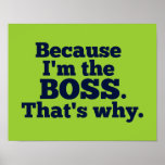 Because I'm the boss, that's why. Poster