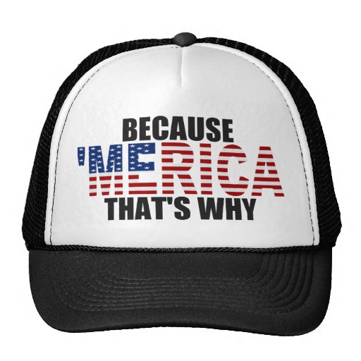BECAUSE 'MERICA THAT'S WHY US Flag Trucker Hat