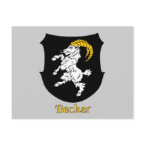 Becker Family Shield Postcard by NameShack Becker Family Shield Postcard
