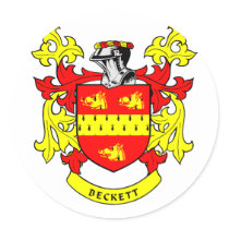 BECKETT Family Crest Round Stickers
