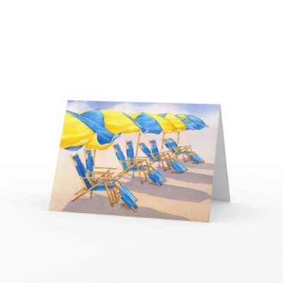 Beckoning Beachbrellas Card by BarbaraBayerArt