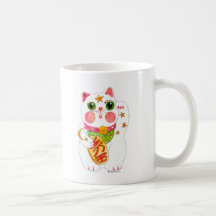 Beckoning Cat  Maneki Neko Coffee Mugs
