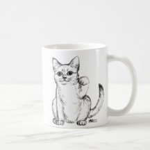 Beckoning Kitty Cat Maneki Neko Coffee Mugs