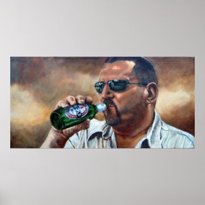 Beck's Man drinking beer Poster by KMCoriginals