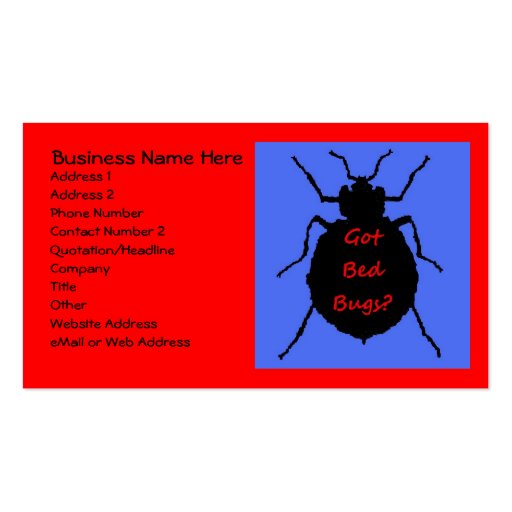Bed Bug Business Card (front side)