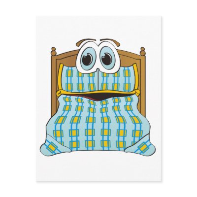 Bed Cartoon Blue and Gold Postcard by graphxpro