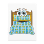 Bed Cartoon Blue and Gold postcards