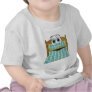 Bed Cartoon Blue and Gold T Shirts