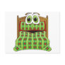 Bed Cartoon Green and Red Post Card