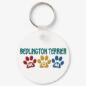 BEDLINGTON TERRIER MOM Paw Print keychains
