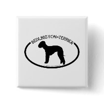 Bedlington Terrier Silhouette Black Button by dogsilhouettes Bedlington Terrier Silhouette Black Button