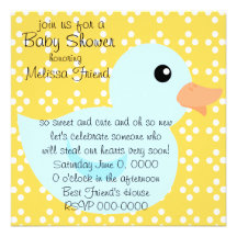 Bedotted Duck in Blue Invitation