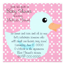Bedotted Duck in Blue Personalized Announcements
