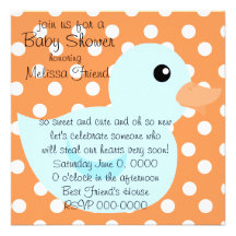 Bedotted Duck in Blue Personalized Invitation