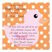 Bedotted Duck in Pink Invitations