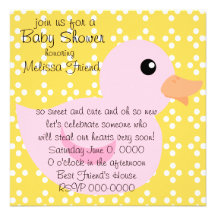 Bedotted Duck in Pink Personalized Announcements