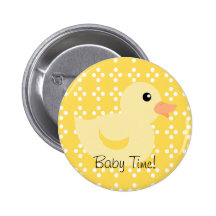 Bedotted Duck in Yellow Pinback Buttons