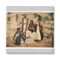 Bedouin group, Holy Land rare Photochrom Refrigerator Magnets