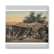 Bedouin tents and occupants, Holy Land rare Photoc Magnet