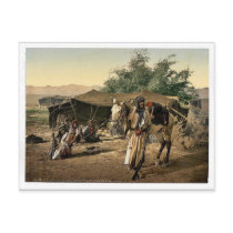 Bedouins and their tents, Holy Land rare Photochro Postcard